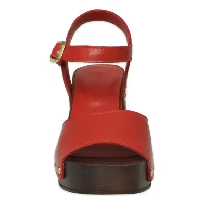 Mammamia D26Ys-5505 Günlük Topuklu Kırmızı Kadın Sandalet - 3