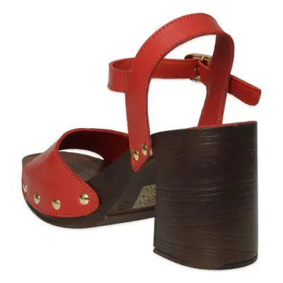 Mammamia D26Ys-5505 Günlük Topuklu Kırmızı Kadın Sandalet - 4