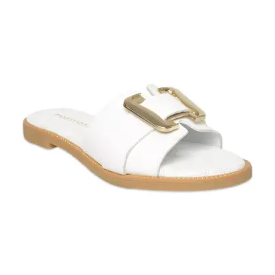 Mammamia D26Yt-1430 Günlük Beyaz Kadın Terlik 