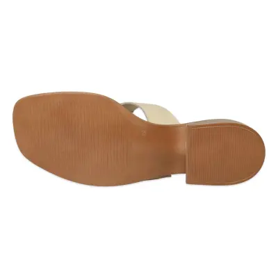 Mammamia D26Yt-6110 Günlük Topuklu Krem Kadın Terlik - 5