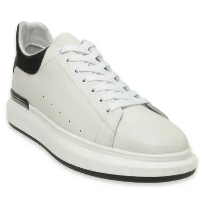 Marcomen 19369 Günlük Deri Sneakers Beyaz-Siyah Erkek Spor Ayakkabı - 1