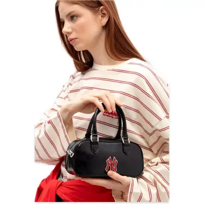 New York Yankees Mlb_023 11X17X7 El Siyah-Kırmızı Kadın Çanta 
