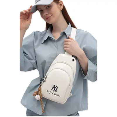 New York Yankees Mlb_033 29X18X6 Çapraz Beyaz Kadın Çanta - 2