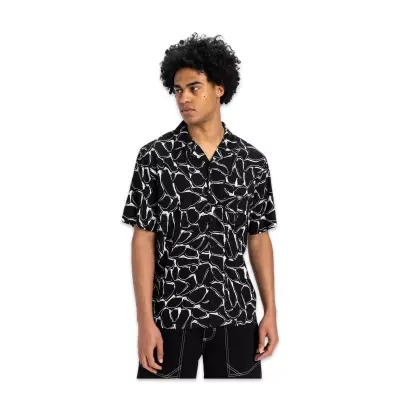 Quiksilver Eqywt04626 Mercury Chrome Ss Gömlek Siyah-Beyaz Erkek Gömlek - 1