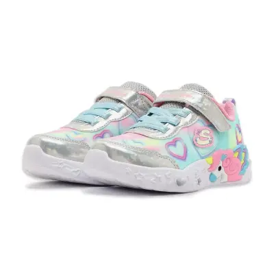 Skechers 303064 N Unicorn Charmer Lil Heart Sparkles Işikli Gümüş Kız Çocuk Spor Ayakkabı - 3