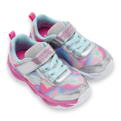 Skechers 303716-B Twisty Glow Gümüş Kız Çocuk Spor Ayakkabı 
