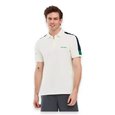 Skechers S221047 M Colorblock Polo Beyaz Erkek T-Shirt 