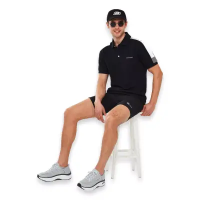 Skechers S221047 M Colorblock Polo Siyah Erkek T-Shirt - 4