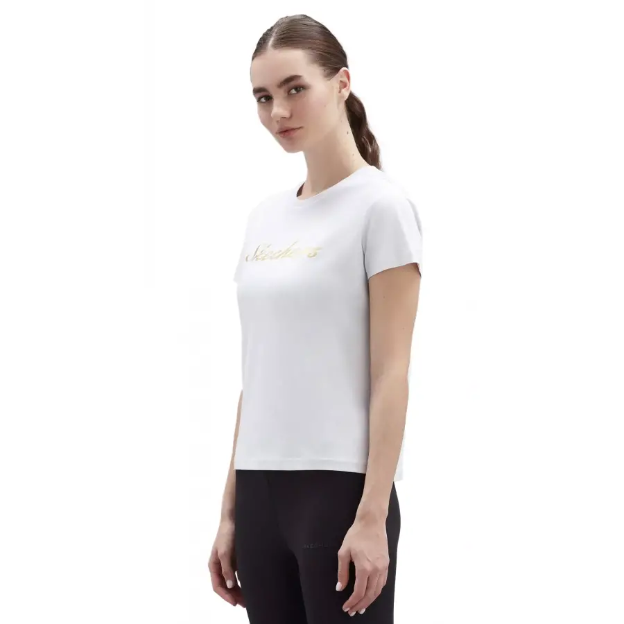 Skechers S221180 W Graphic Tee Shiny Logo Beyaz Kadın T-Shirt - 3
