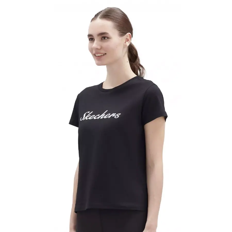Skechers S221180 W Graphic Tee Shiny Logo Siyah Kadın T-Shirt - 3