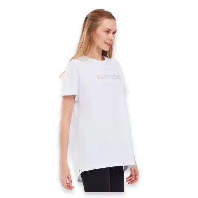 Skechers S231293 W Graphic Tee Crew Neck Beyaz Kadın T-Shirt - 5