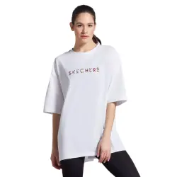 Skechers S231299 W Graphic Tee Crew Neck Beyaz Kadın T-Shirt 