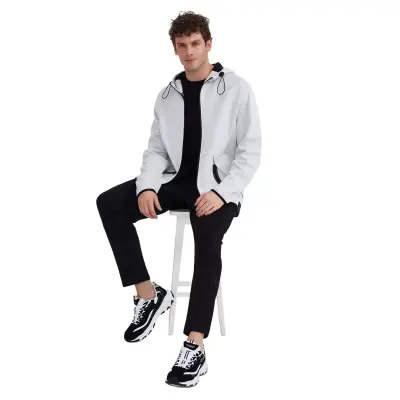 Skechers S232184M 2Xi-Lock Full Zip Hoodie Beyaz Erkek Ceket - 5