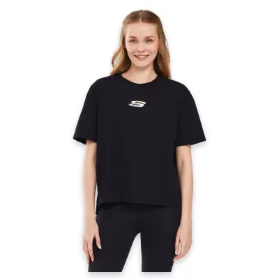 Skechers S241011 Graphic W Sleeve Siyah Kadın T-Shirt - 1