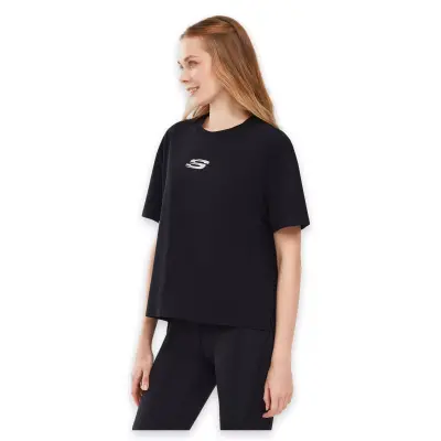 Skechers S241011 Graphic W Sleeve Siyah Kadın T-Shirt - 2