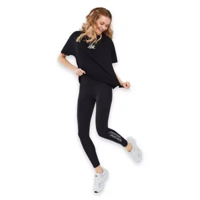 Skechers S241011 Graphic W Sleeve Siyah Kadın T-Shirt - 4