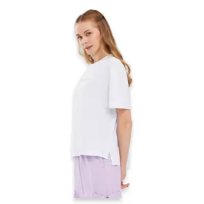 Skechers S241012 Graphic W Sleeve Beyaz Kadın T-Shirt - 2