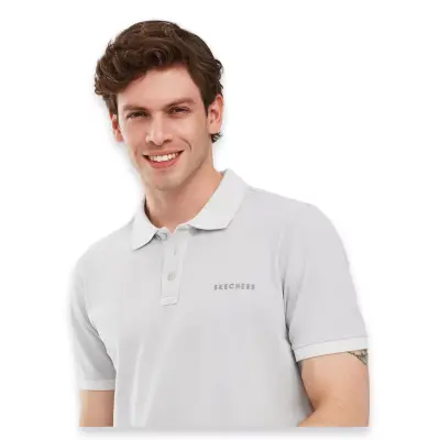 Skechers S241165 Organic Collm Sleeve Polo Gri Erkek T-Shirt - 5