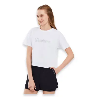 Skechers S241212 Graphic W Sleeve Beyaz Kadın T-Shirt - 1