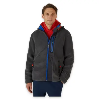 Skechers S242039 M Out Fleece Full Zip Sherpa Gri Erkek Ceket - 1