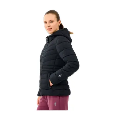 Skechers S2520203 W Fitted Hoodie Puffer Jacket Siyah Kadın Mont - 2