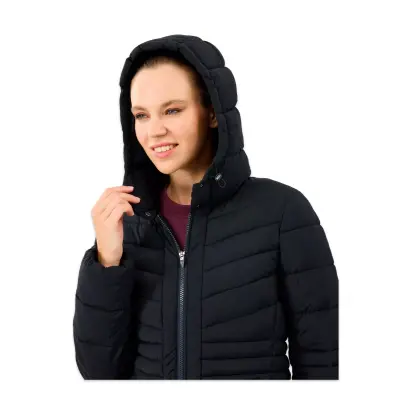 Skechers S2520203 W Fitted Hoodie Puffer Jacket Siyah Kadın Mont - 5