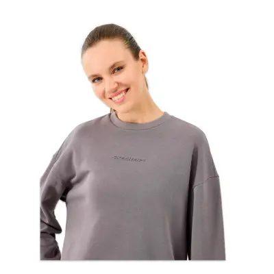 Skechers S2610011 W Essential Crewneck Sweat Gri Kadın Sweatshirt - 4