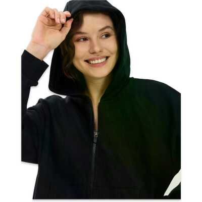 Skechers S2610016 W Essential Full Zip Sweat Ceket Siyah Kadın Ceket - 5