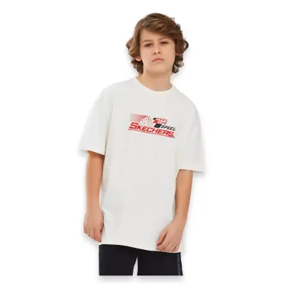 Skechers Sk241020 Graphic Tee Sleeve Kırık Beyaz Çocuk T-Shirt 