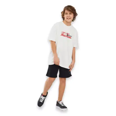 Skechers Sk241020 Graphic Tee Sleeve Kırık Beyaz Çocuk T-Shirt - 2
