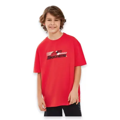 Skechers Sk241020 Graphic Tee Sleeve Kırmızı Çocuk T-Shirt - 1