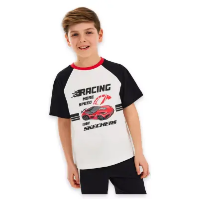 Skechers Sk2510038 B Graphic Tee Beyaz-Siyah Çocuk T-Shirt - 1