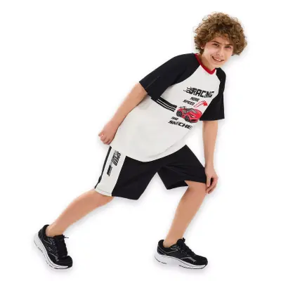 Skechers Sk2510038 B Graphic Tee Beyaz-Siyah Çocuk T-Shirt - 3