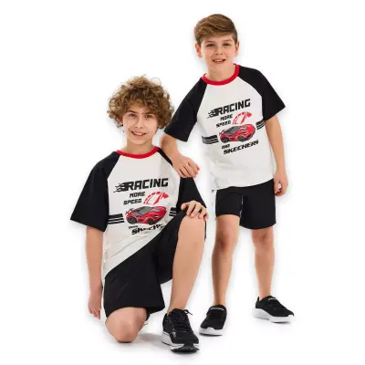 Skechers Sk2510038 B Graphic Tee Beyaz-Siyah Çocuk T-Shirt - 4
