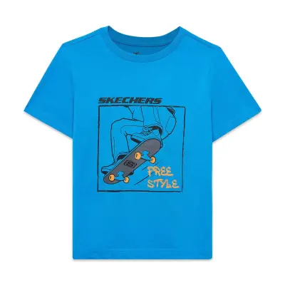 Skechers Sk2510112 B Regular Fit Graphic Tee Mavi Erkek Çocuk T-Shirt 