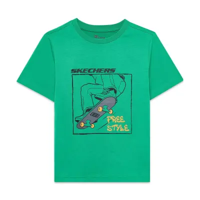 Skechers Sk2510112 B Regular Fit Graphic Tee Yeşil Erkek Çocuk T-Shirt - 1