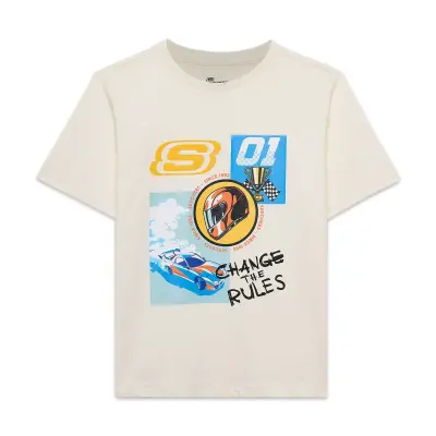 Skechers Sk2510113 B Regular Fit Graphic Tee Beyaz Çocuk T-Shirt 