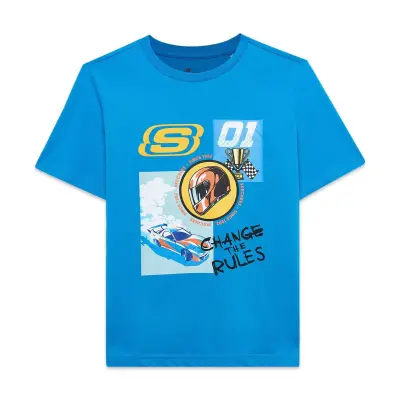 Skechers Sk2510113 B Regular Fit Graphic Tee Mavi Çocuk T-Shirt - 1
