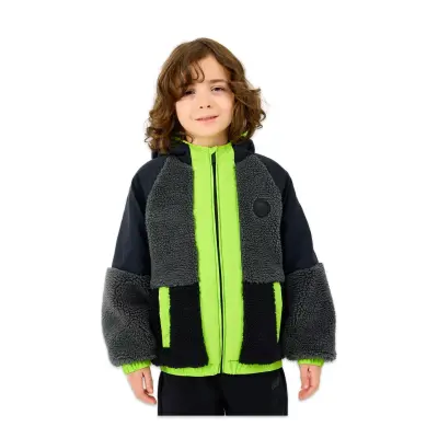 Skechers Sk2520045 B Outdoor Fleece Full Zip Sherpa Jacket Siyah Erkek Çocuk Mont - 1