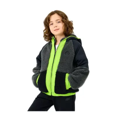 Skechers Sk2520045 B Outdoor Fleece Full Zip Sherpa Jacket Siyah Erkek Çocuk Mont - 2