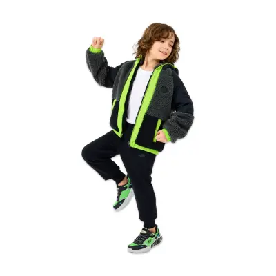 Skechers Sk2520045 B Outdoor Fleece Full Zip Sherpa Jacket Siyah Erkek Çocuk Mont - 3