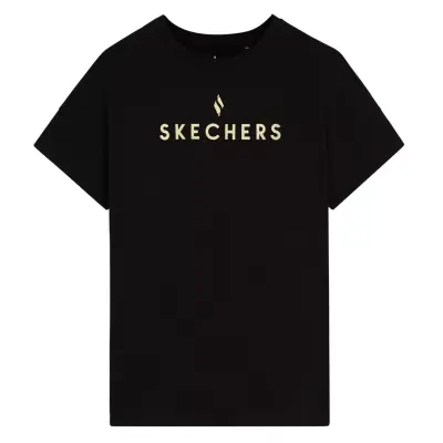 Skechers W Graphic Tee Crew Neck Siyah Kadın T-Shirt - 1