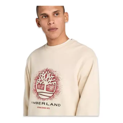 Timberland Tb0A5Mc7 Front Seasonal Tree Logo Graphic Crewnec Krem Erkek Sweatshirt - 4