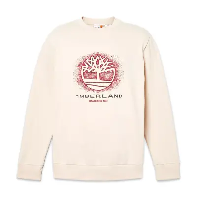 Timberland Tb0A5Mc7 Front Seasonal Tree Logo Graphic Crewnec Krem Erkek Sweatshirt - 5