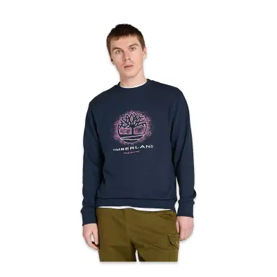 Timberland Tb0A5Mc7 Front Seasonal Tree Logo Graphic Crewnec Lacivert Erkek Sweatshirt 