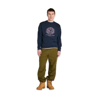 Timberland Tb0A5Mc7 Front Seasonal Tree Logo Graphic Crewnec Lacivert Erkek Sweatshirt - 3