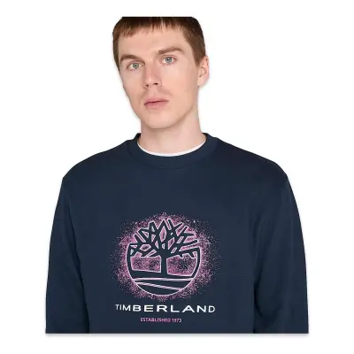 Timberland Tb0A5Mc7 Front Seasonal Tree Logo Graphic Crewnec Lacivert Erkek Sweatshirt - 4