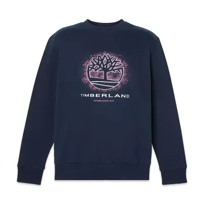 Timberland Tb0A5Mc7 Front Seasonal Tree Logo Graphic Crewnec Lacivert Erkek Sweatshirt - 5