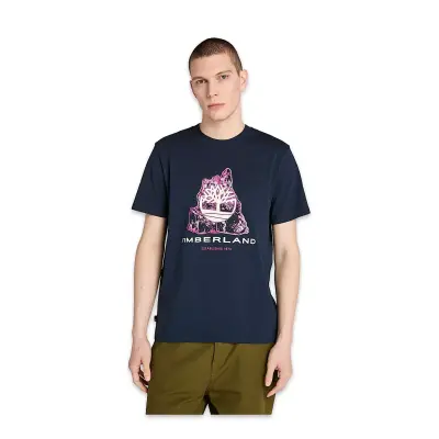 Timberland Tb0A5Mka Front Seasonal Tree Logo Graphic Tee Lacivert Erkek T-Shirt - 1