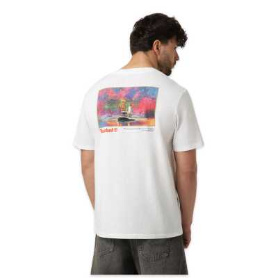 Timberland Tb0A5Mpg Fishing Photo Back Garphic Tee Beyaz Unisex T-Shirt - 5